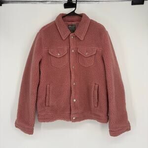 ASOS Pink Fuzzy Sherpa Teddy Button Front Jacket Size M Casual Outdoors‎